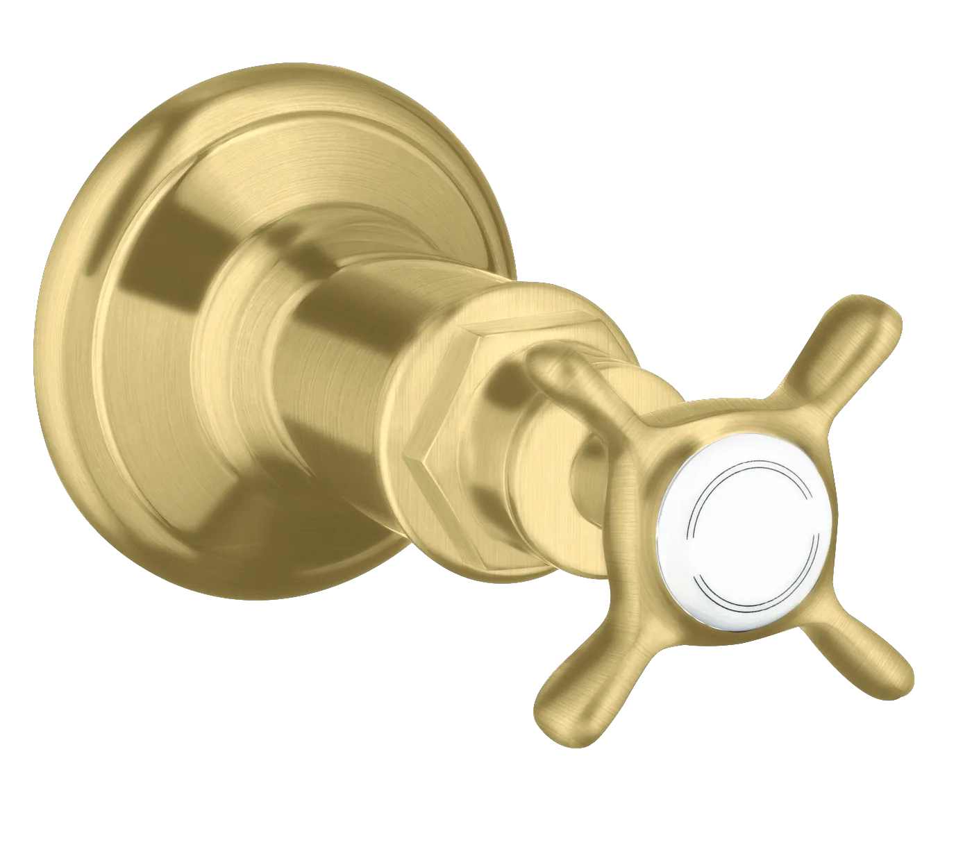 Hansgrohe AXOR Montreux Absperrventil Unterputz mit Kreuzgriff, Brushed Brass, DN15/DN20, Geräuschgruppe II