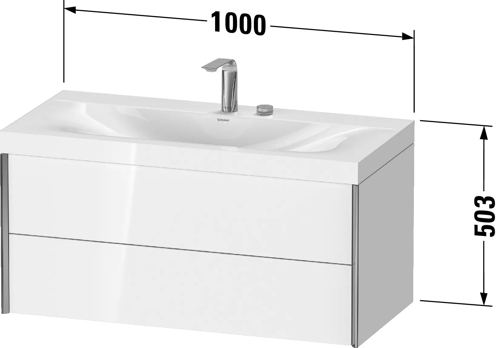 Duravit Waschtischunterschrank wandhängend „XViu“ 100 × 50,3 × 48 cm in Weiß Supermatt