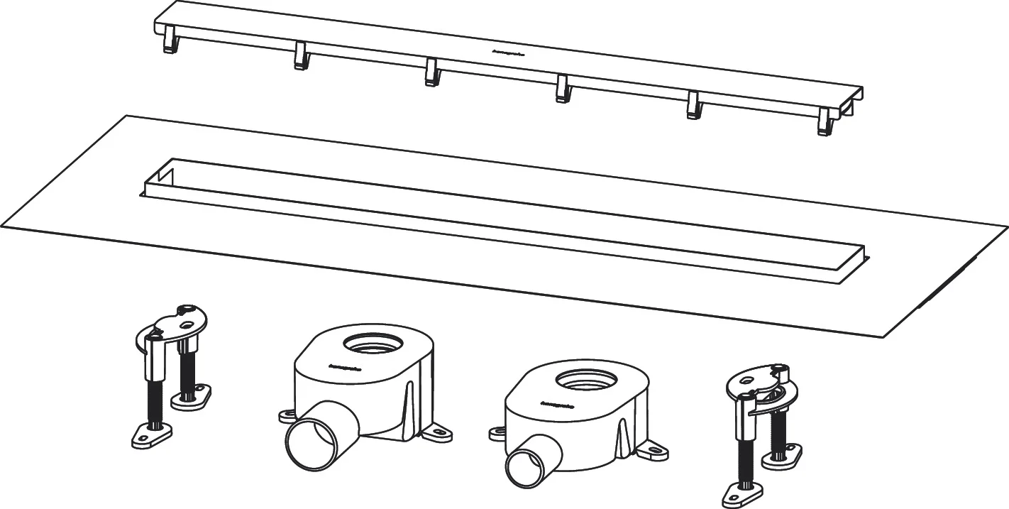 Hansgrohe RainDrain Go Komplettset Duschrinne 500 mm, rückseitig befliessbar, Mattschwarz