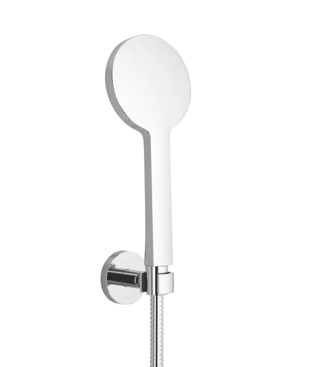 Dornbracht META Schlauchbrausegarnitur, Gold gebürstet PVD, FlowReduce, Brausekopf Ø 100 mm, Dreifach/fünffach verstellbar, Antikalk-System, Metallschlauch 1250 mm mit Verdrehschutz