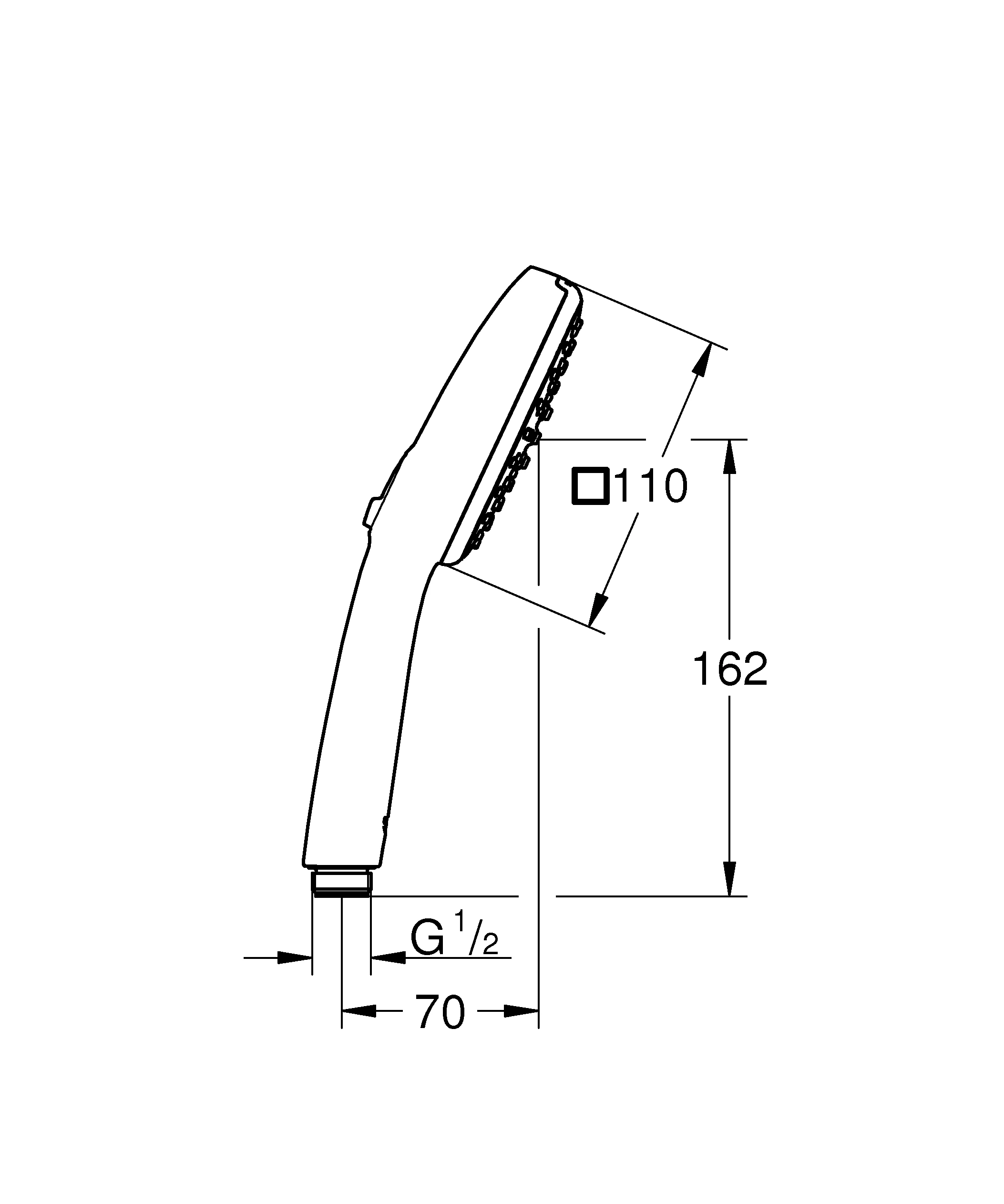 Handbrause Tempesta Cube 110 27571_3, 2 Strahlarten: Rain/Jet, Water Saving Plus, maximaler Durchfluss (bei 3 bar): 5.6 l/min, chrom