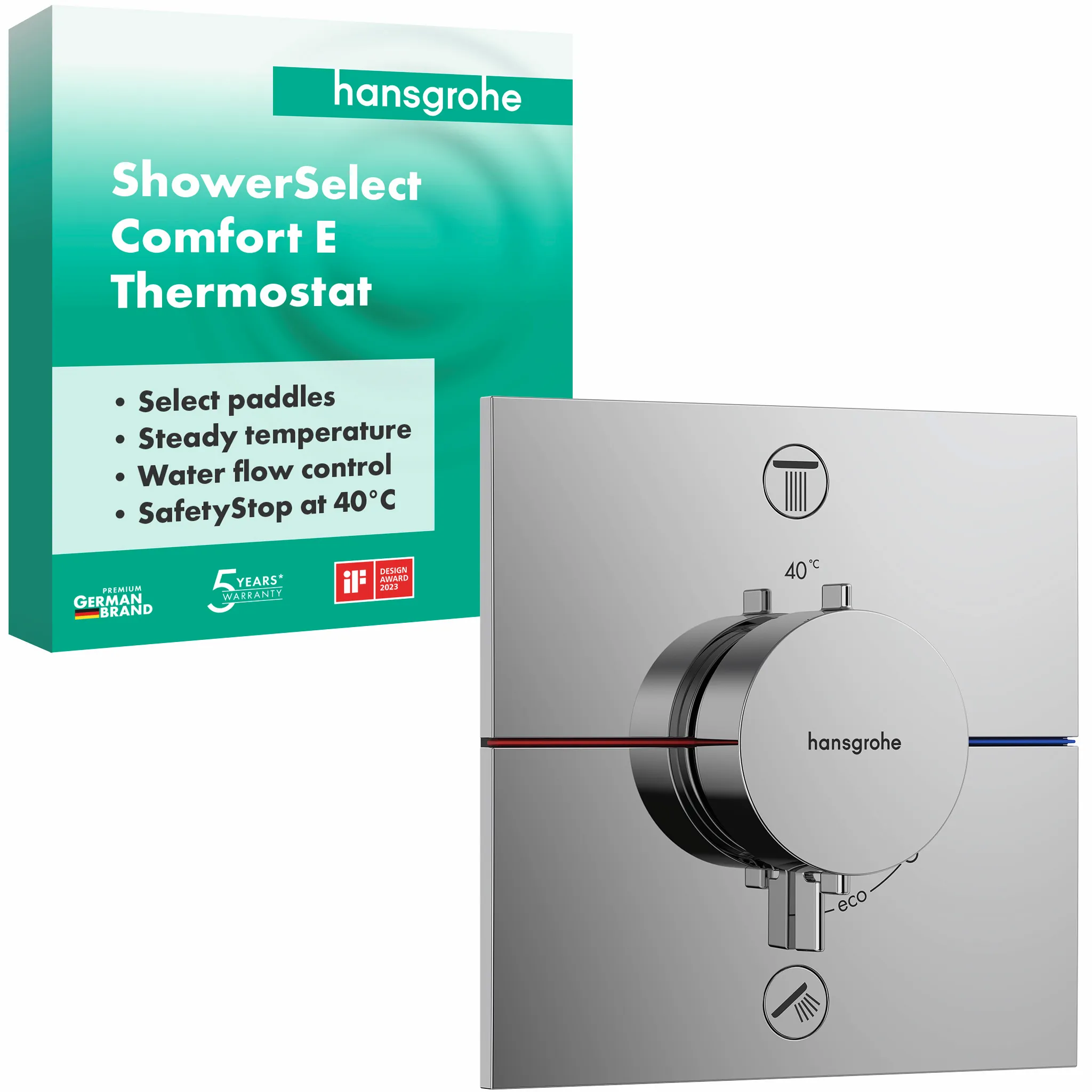 ShowerSelect Comfort E Thermostat Unterputz für 2 Verbraucher Chrom ShowerSelect Comfort E Thermostat Unterputz für 2 Verbraucher Chrom