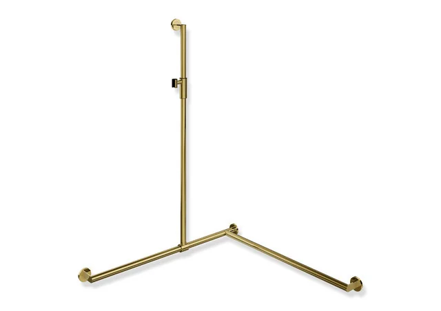 HEWI Duschhandlauf System 900, rechts, Gold glänzend, 1250 mm senkrecht, 965 mm waagerecht, 32 mm Durchmesser