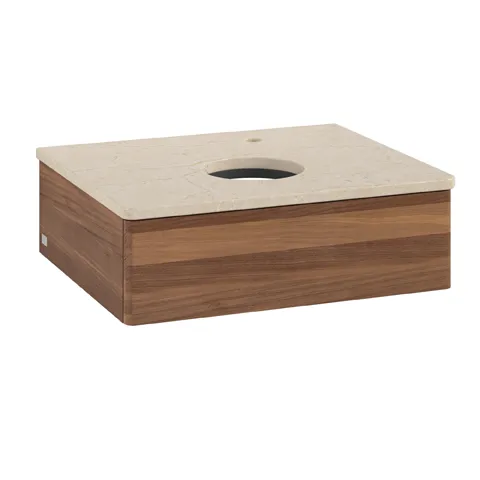Villeroy & Boch Waschtischunterschrank „Antao“ 600 × 190 × 500 mm Warm Walnut, ohne Hahnlochbohrung, für Becken mittig, ohne Beleuchtung