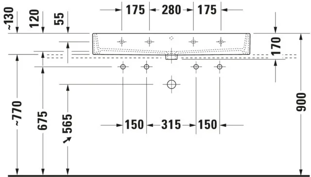 Duravit Waschtisch Vero Air 1000 mm, weiß Hochglanz, 2 Waschplätze, 1 Becken, Hahnlochbank, Überlauf Duravit Waschtisch Vero Air 1000 mm, weiß Hochglanz, 2 Waschplätze, 1 Becken, Hahnlochbank, Überlauf