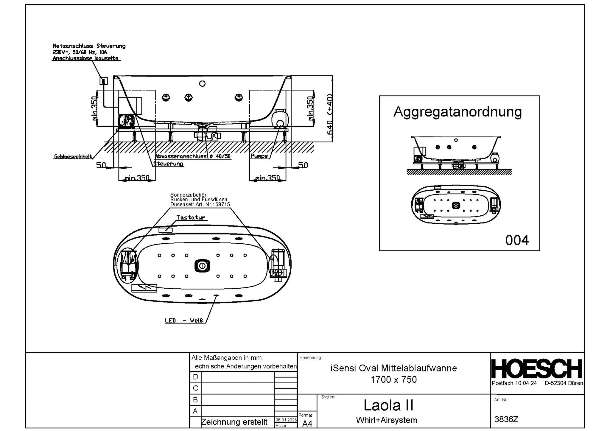 Hoesch Whirlwanne „iSensi“ mit Whirlsystem „Laola II“ oval 1700 × 750 mm mit Laola II, in Weiß Hoesch Whirlwanne „iSensi“ mit Whirlsystem „Laola II“ oval 1700 × 750 mm mit Laola II, in Weiß