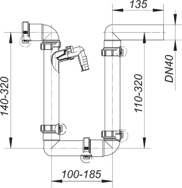 Kondensat-Siphon 136.2, 1 1/2″ x DN 40