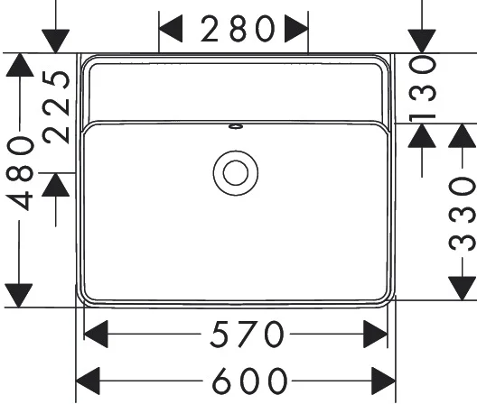 Hansgrohe Aufsatzwaschtisch Xanuia Q, weiß, 600x480 mm, geschliffen, mit Überlauf, CL25 Hansgrohe Aufsatzwaschtisch Xanuia Q, weiß, 600x480 mm, geschliffen, mit Überlauf, CL25