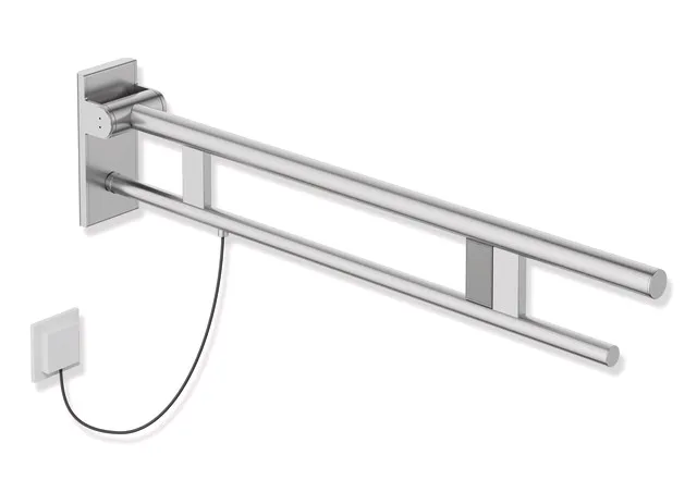 HEWI Stützklappgriff Duo, Design A, Edelstahl, schliff, Ausladung 900 mm