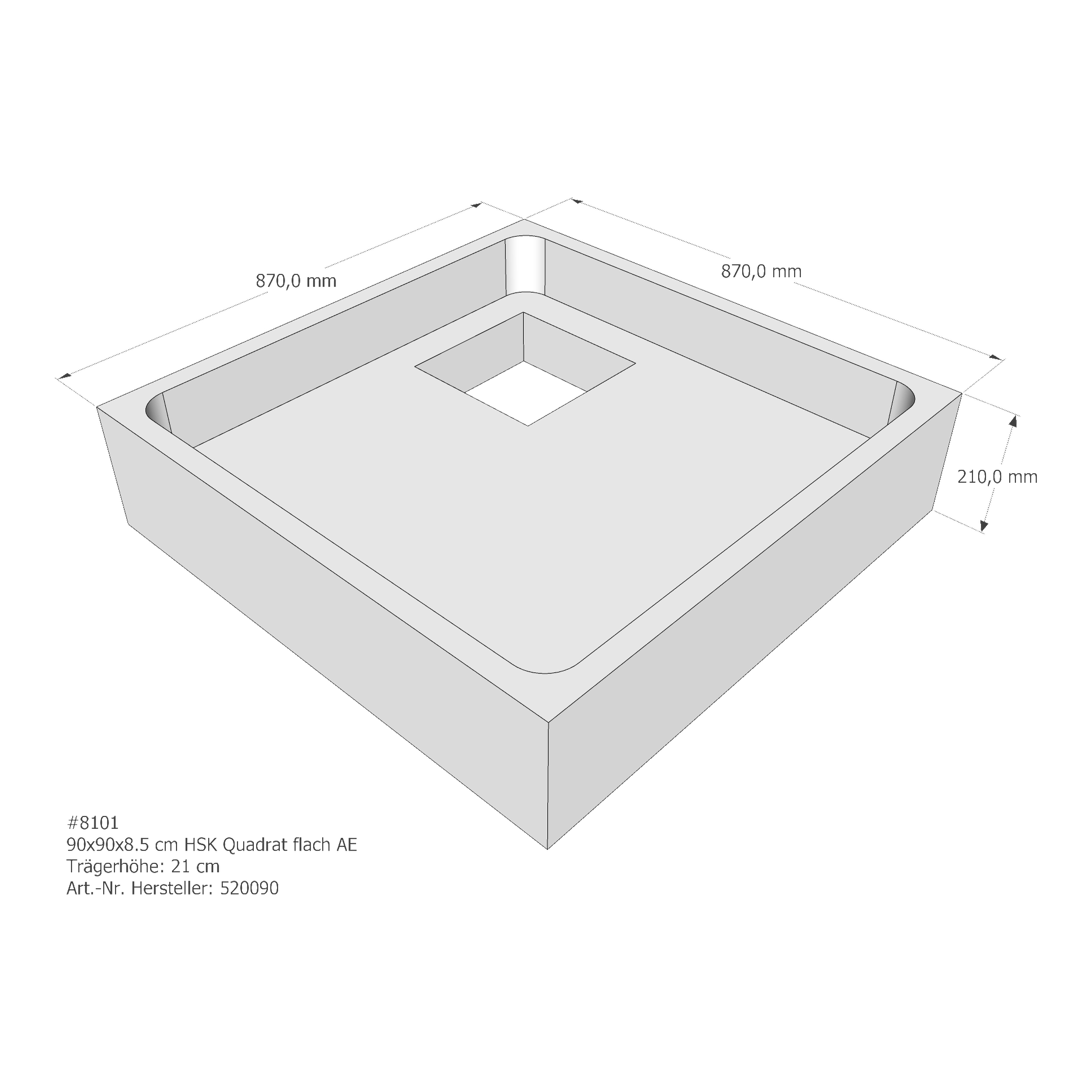 Duschwannenträger für HSK Quadrat flach 90 × 90 × 8,5 cm Breite: 90 cm / Länge: 90 cm Duschwannenträger für HSK Quadrat flach 90 × 90 × 8,5 cm Breite: 90 cm / Länge: 90 cm