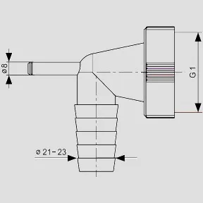 Geräteanschluss Tülle 90 Grad × G1 mit Kondensatanschluss Geräteanschluss Tülle 90 Grad × G1 mit Kondensatanschluss
