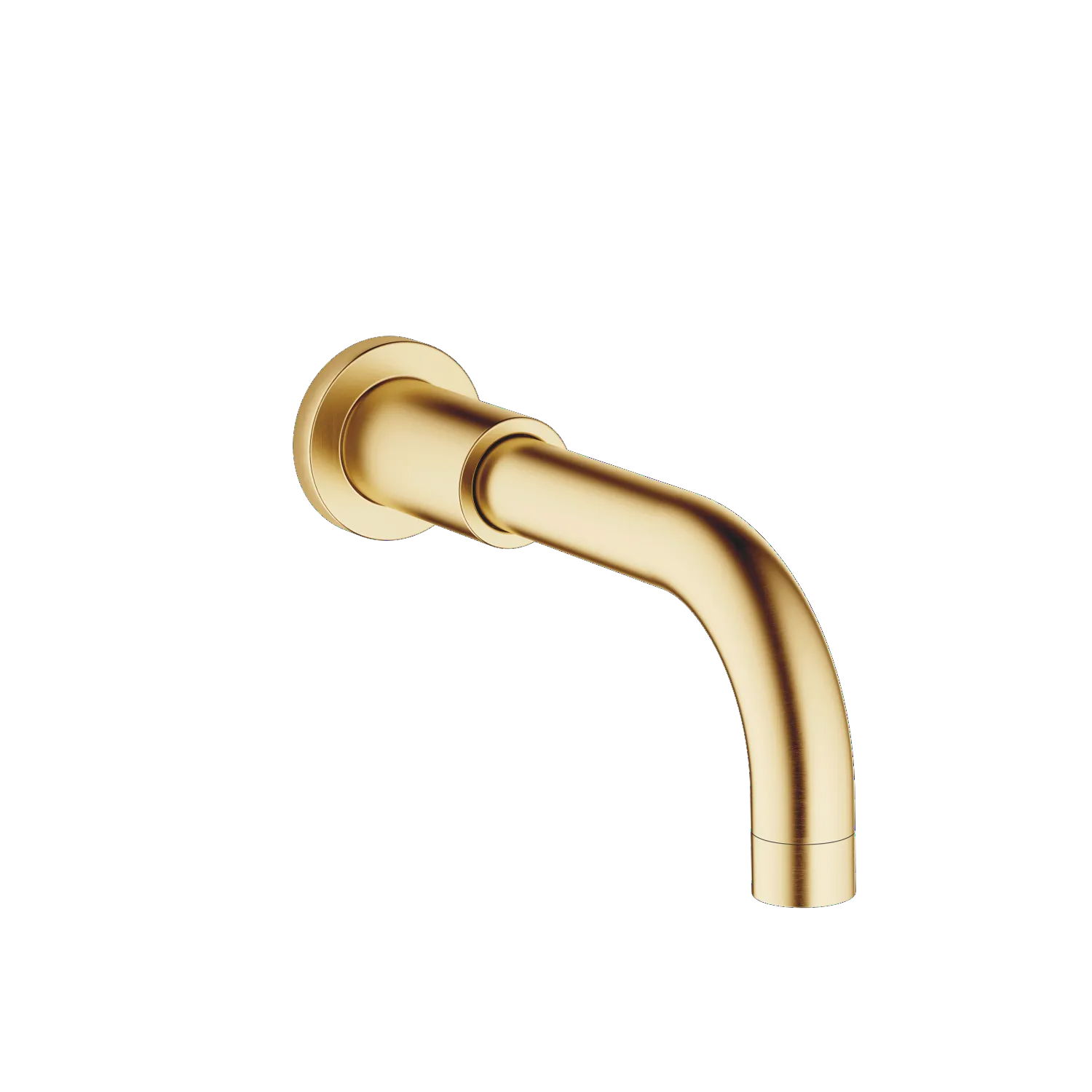 Dornbracht TARA Wannenauslauf Wandmontage Messing gebürstet (23kt Gold), Ausladung 200 mm, runder Normalstrahl, Rosette Ø 55 mm, Bohrungsdurchmesser