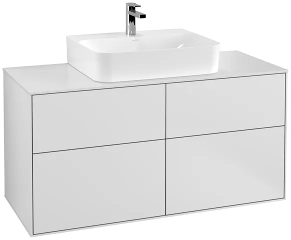 Villeroy & Boch Waschtischunterschrank „Finion“ für Schrankwaschtisch 120 × 60,3 × 50,1 cm 4 Schubladen, für Waschtischposition mittig, inkl. Beleuchtung mittig