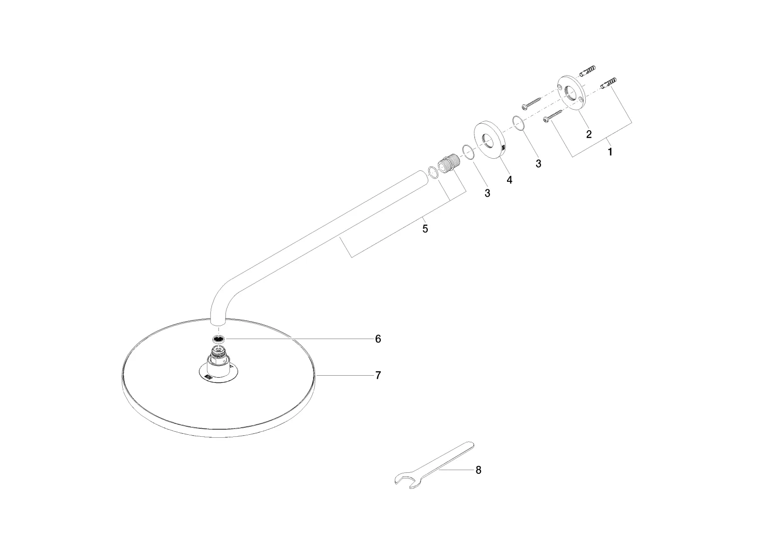 Regenbrause mit Wandanbindung FlowReduce SERIENSPEZIFISCH Chrom 28678970