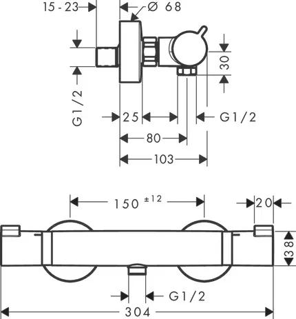 Thermostat Ecostat Comfort Brausenmischer Aufputz DN15 chrom Thermostat Ecostat Comfort Brausenmischer Aufputz DN15 chrom