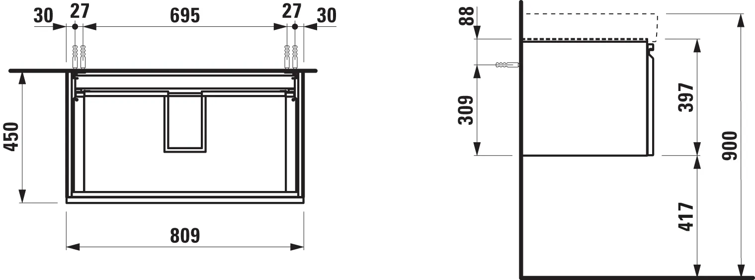 Laufen Waschtischunterbau PRO S Multicolor, 810x450x390mm Laufen Waschtischunterbau PRO S Multicolor, 810x450x390mm
