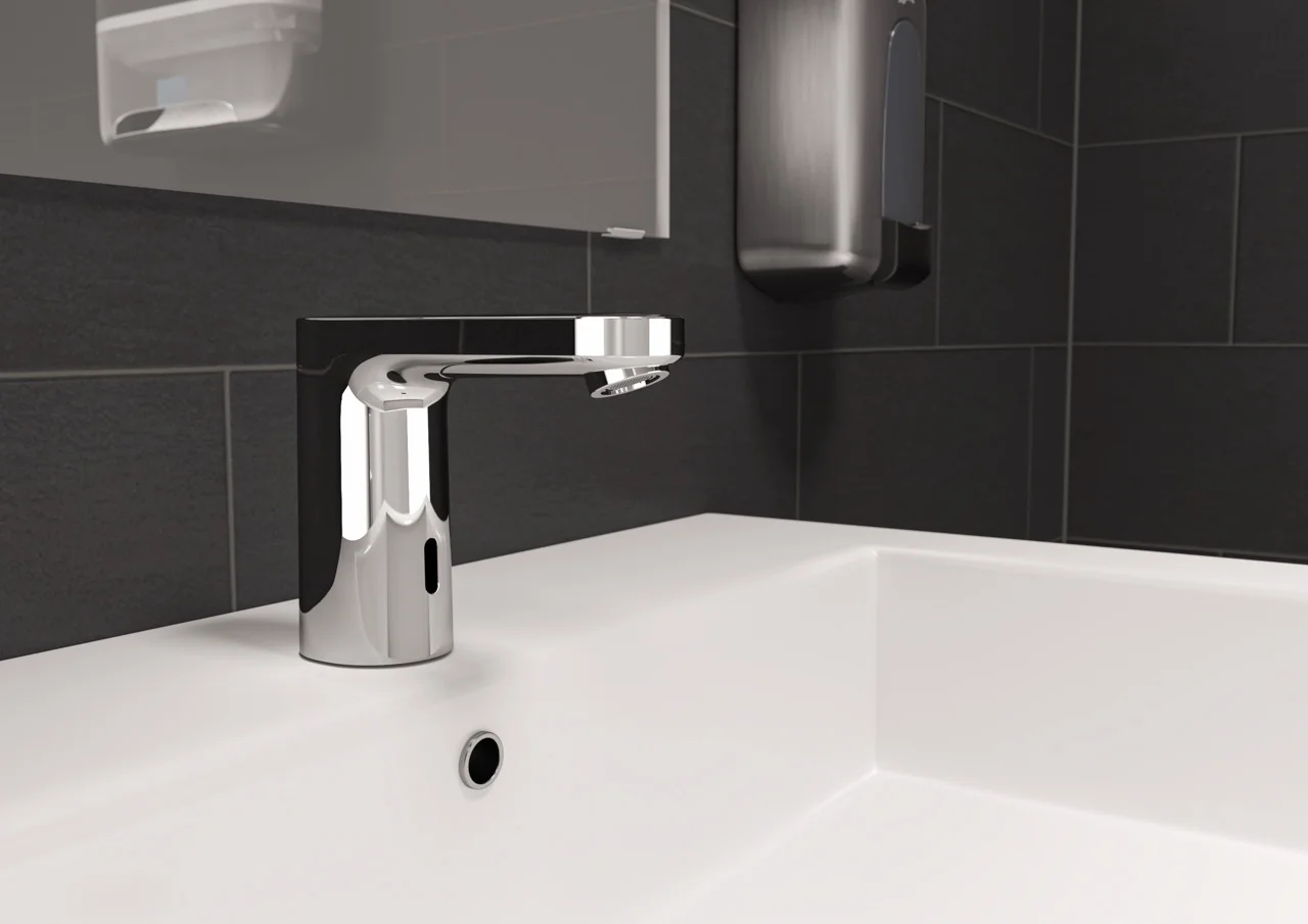 Hansgrohe Vernis Blend Elektronik-Waschtischmischer, Chrom, Ausladung 112 mm, Normalstrahl, schwenkbarer Strahlformer, Temperaturvoreinstellung, Batteriebetrieb Hansgrohe Vernis Blend Elektronik-Waschtischmischer, Chrom, Ausladung 112 mm, Normalstrahl, schwenkbarer Strahlformer, Temperaturvoreinstellung, Batteriebetrieb