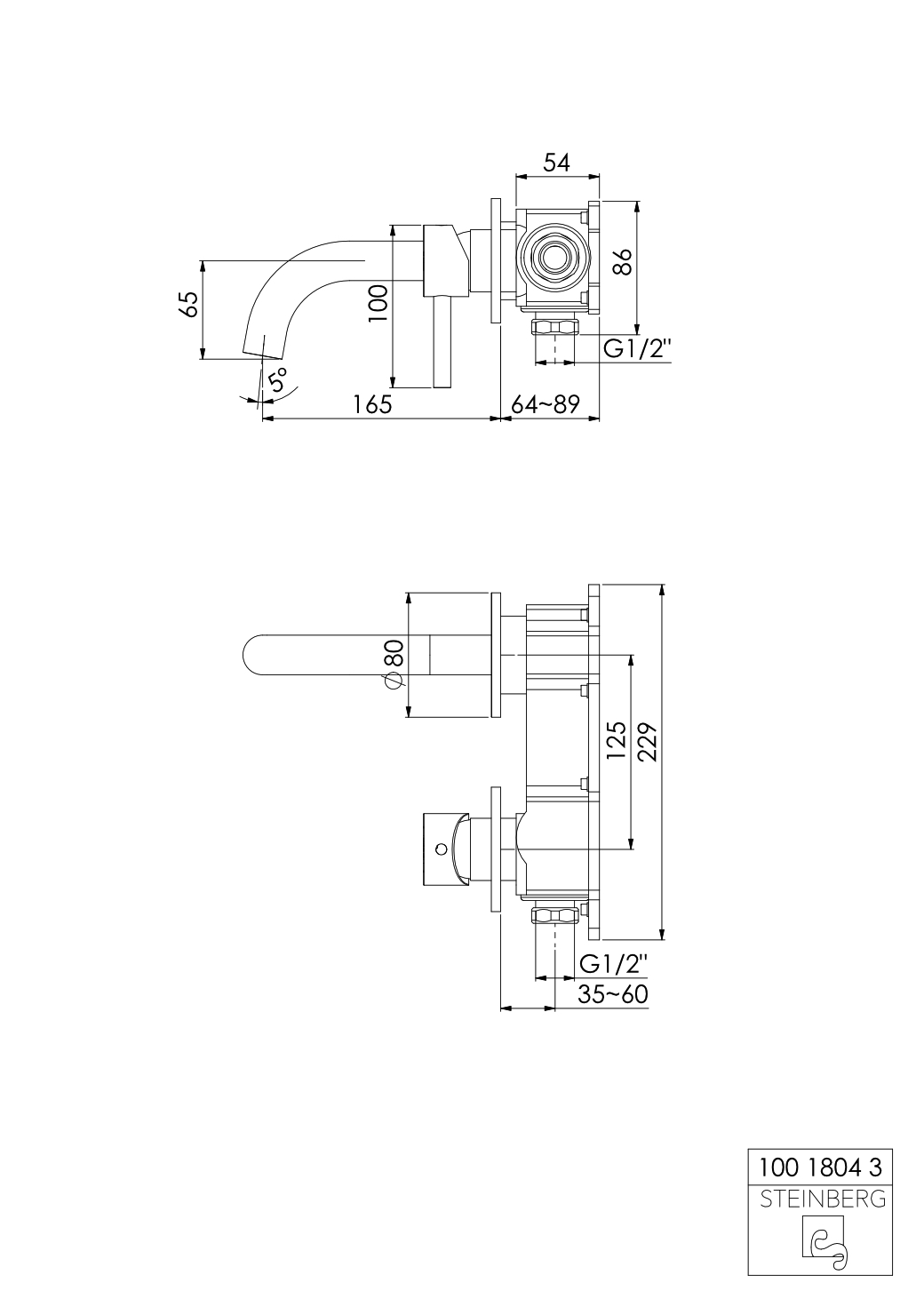 Serie 100 Fertigmontageset für Waschtisch-Einhebelmischer, Ausladung 15,5 cm