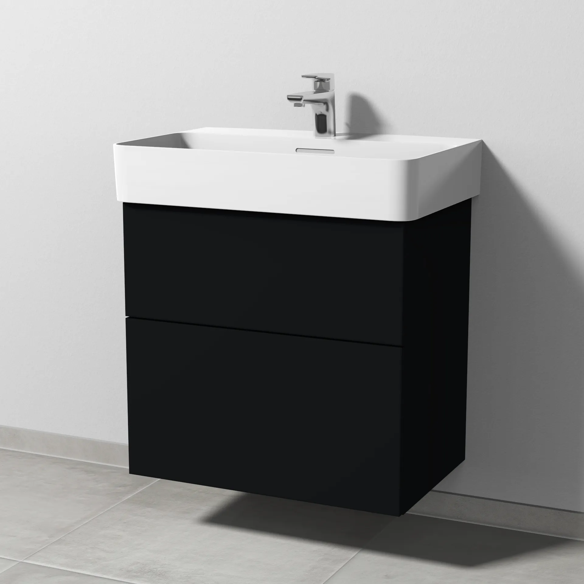 Sanipa Waschtischunterschrank „3way“ passend zu Keramik-Waschtische VAL von Laufen 610 × 588 × 397 mm in Schwarz (matt)