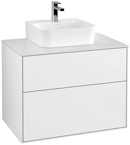 Villeroy & Boch Waschtischunterschrank „Finion“ für Schrankwaschtisch 80 × 60,3 × 50,1 cm 2 Schubladen, für Waschtischposition mittig, inkl. Beleuchtung mittig