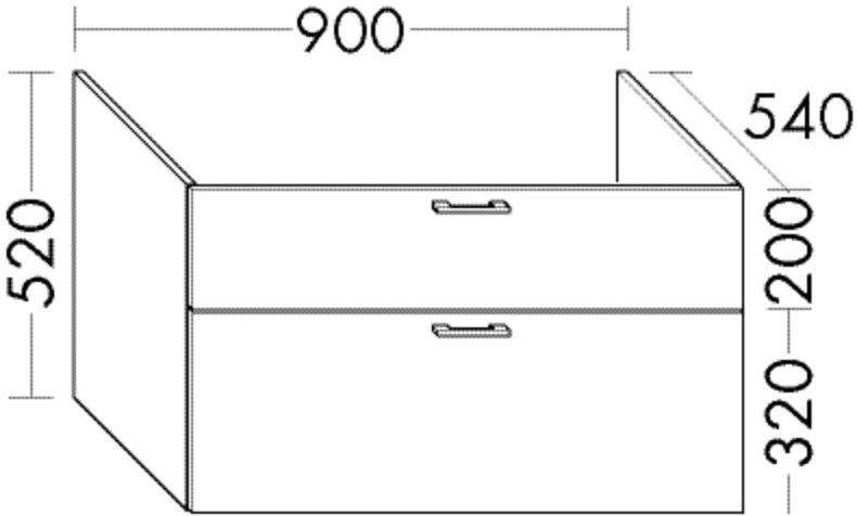 Burgbad Waschtischunterschrank Sys30, 900 mm breit, 520 mm hoch, 540 mm tief, 1 Schublade oben, 1 Auszug unten, inkl. Raumsparsiphon