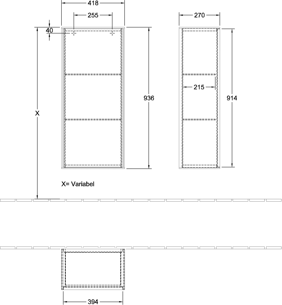 Villeroy & Boch Seitenschrank „Finion“ 41,8 × 93,6 × 27 cm 1 Tür, Anschlag rechts Anschlag rechts