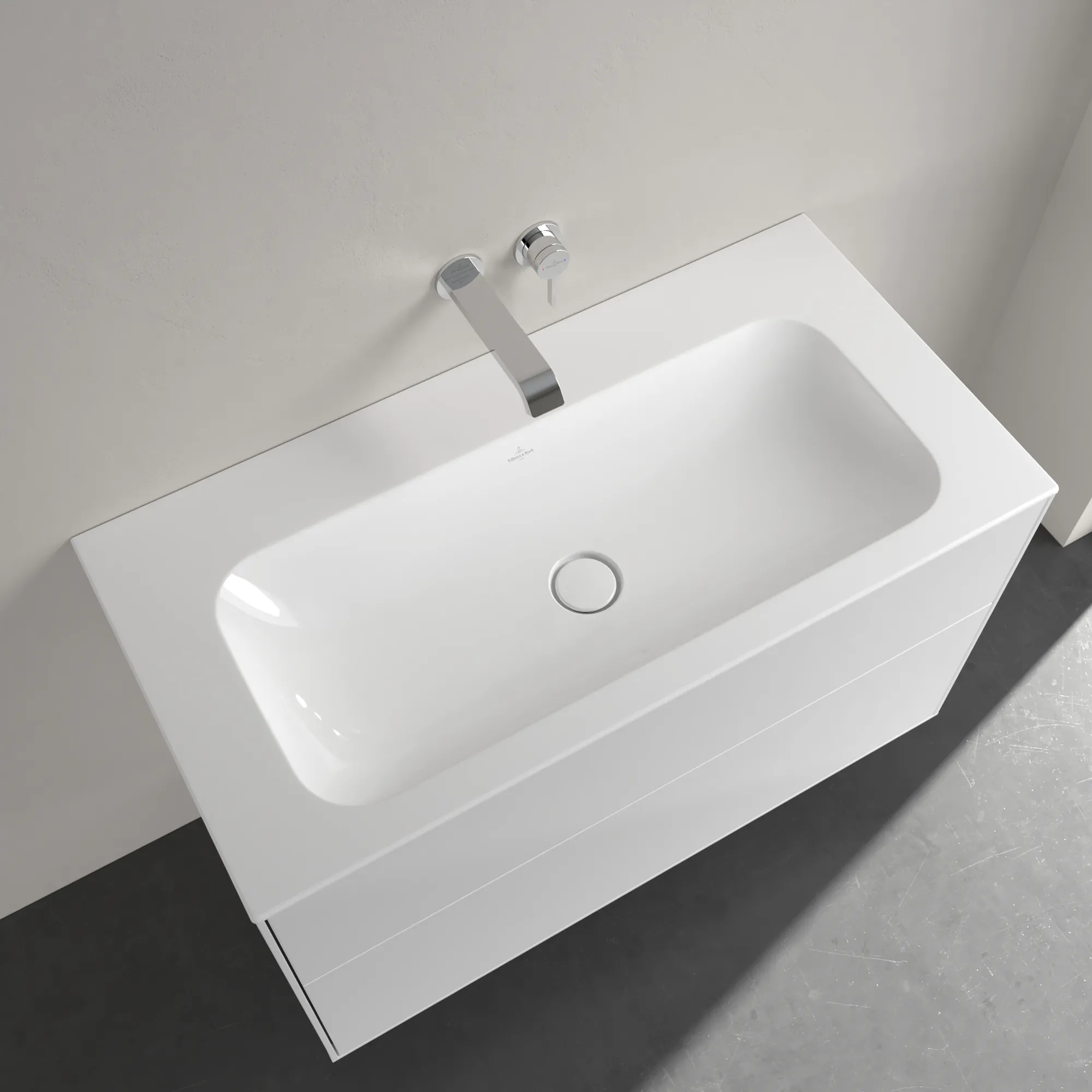Villeroy & Boch Schrankwaschtisch aus TitanCeram „Finion“ 1000 × 500 × 160 mm, ohne Hahnlochbohrung in Weiß Alpin, mit CeramicPlus Villeroy & Boch Schrankwaschtisch aus TitanCeram „Finion“ 1000 × 500 × 160 mm, ohne Hahnlochbohrung in Weiß Alpin, mit CeramicPlus