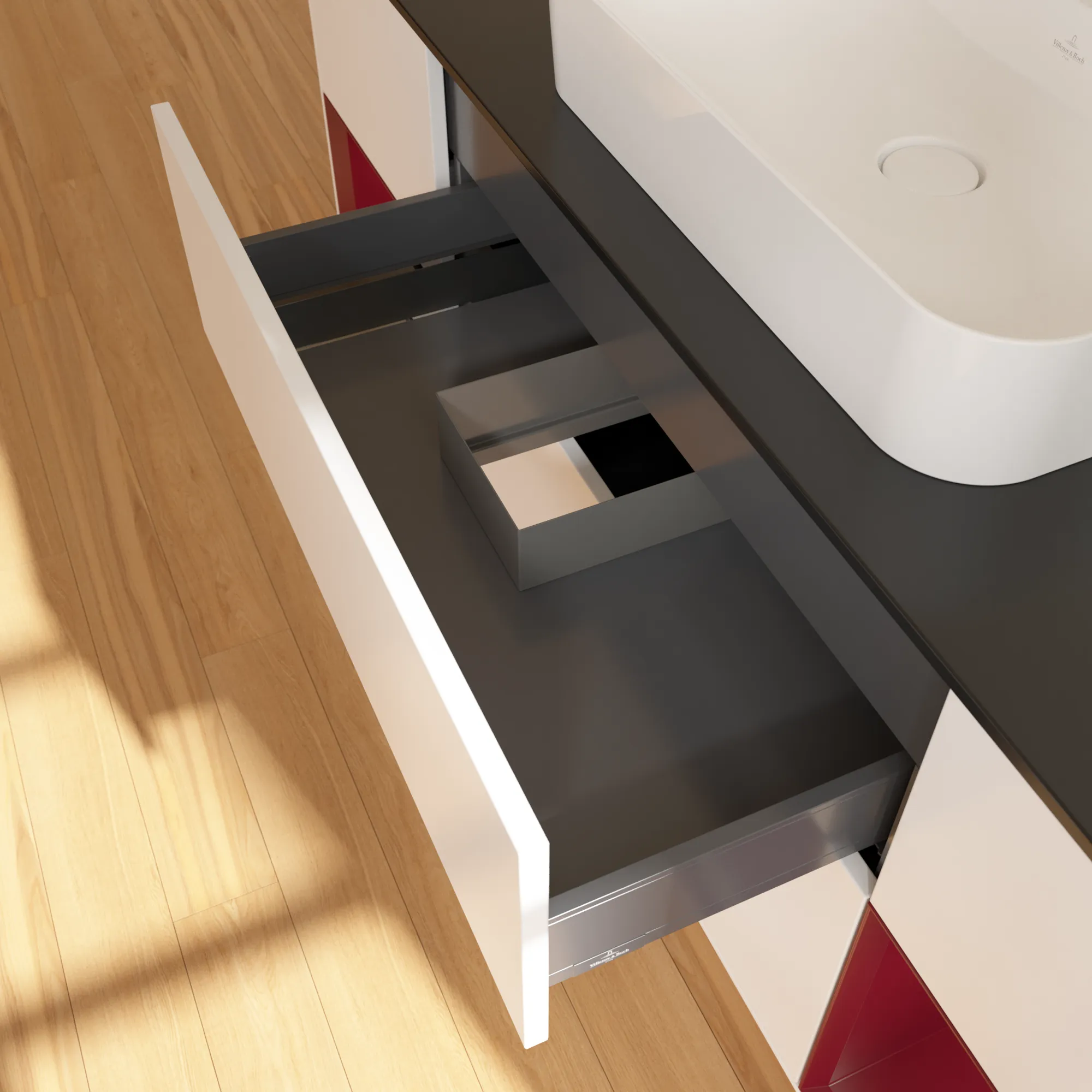 Villeroy & Boch Waschtischunterschrank „Finion“ für Schrankwaschtisch 1600 × 603 × 501 mm White Matt Lacquer, für Becken mittig