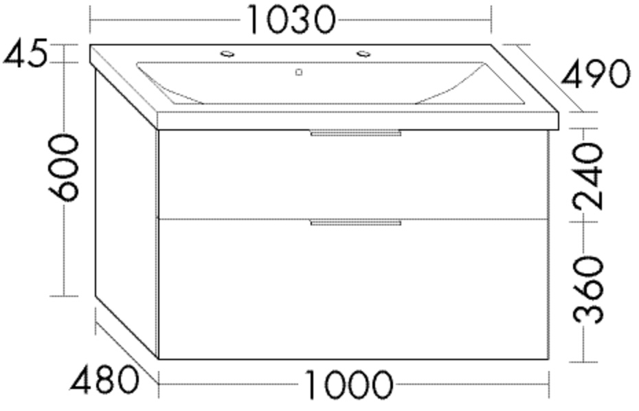 burgbad Badmöbelset „Eqio“ 103 × 49 × 64,5 cm 