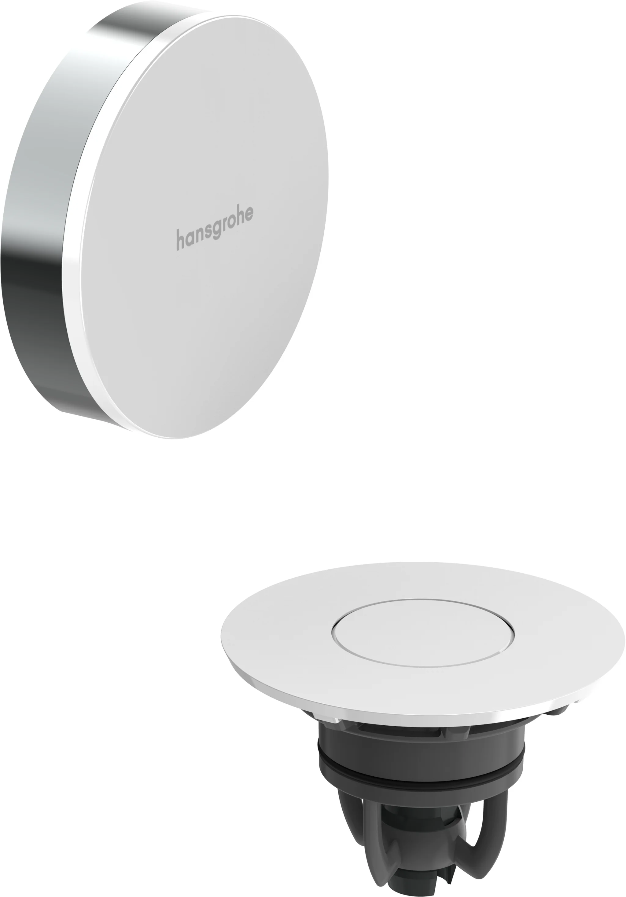 Flexaplus Fertigset Ablauf- und Überlaufgarnitur, Oberfläche Deckel: Weiß Hochglanz, Oberfläche Rahmen: Chrom