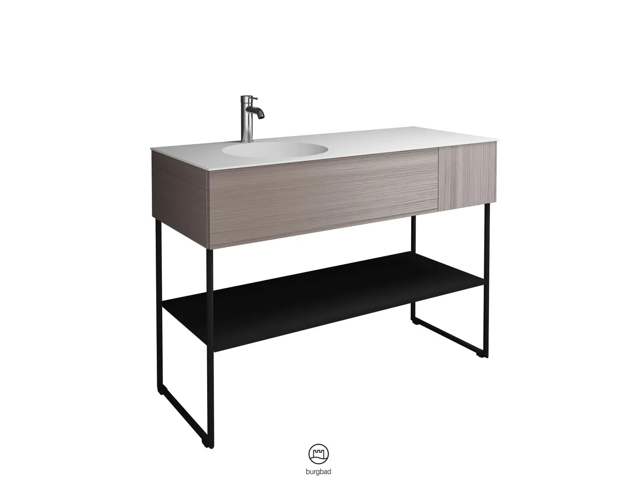 burgbad Coco HGL Waschtischset SFHQ120, Mineralguss, 505x1206x870