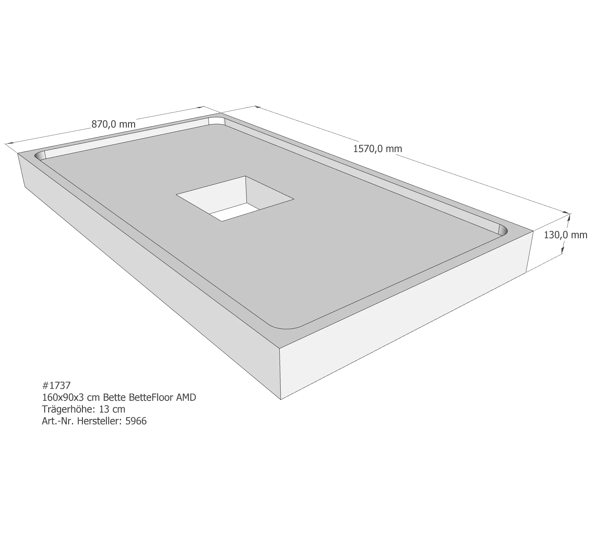 Duschwannenträger für Bette Floor 160 × 90 × 3 cm