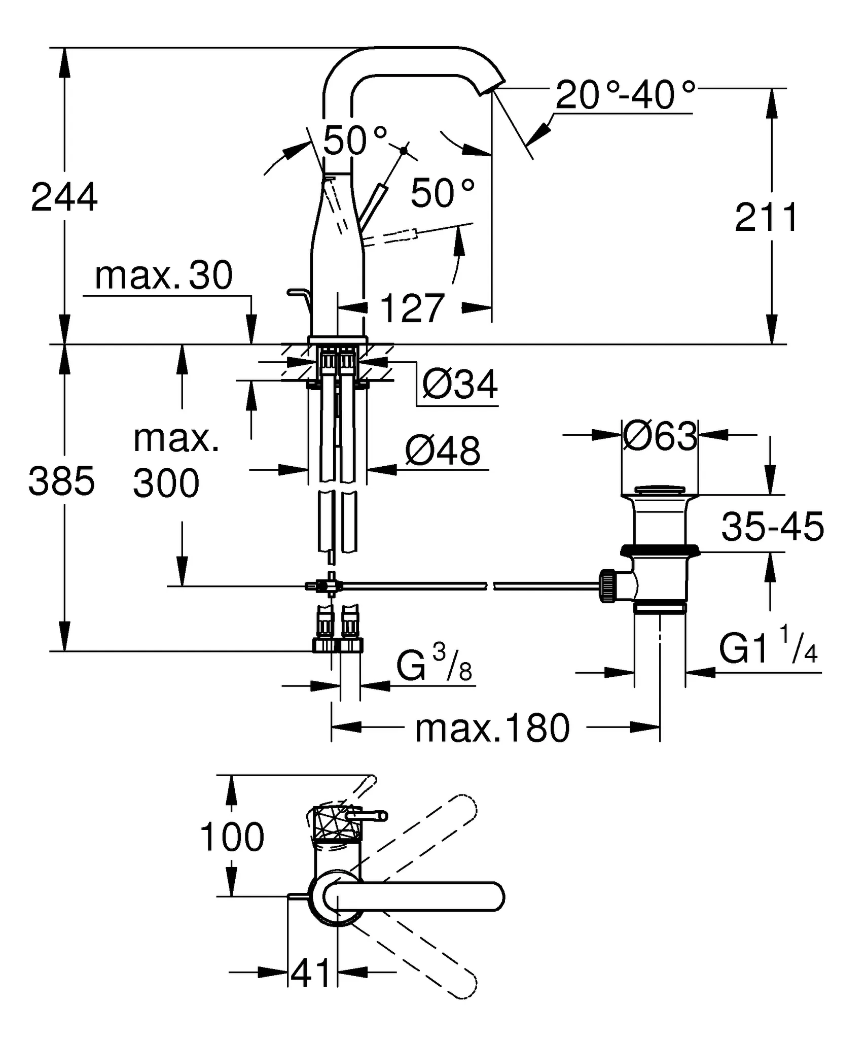 Grohe Essence Einhand-Waschtischbatterie L-Size, crafted cool sunrise geb Grohe Essence Einhand-Waschtischbatterie L-Size, crafted cool sunrise geb