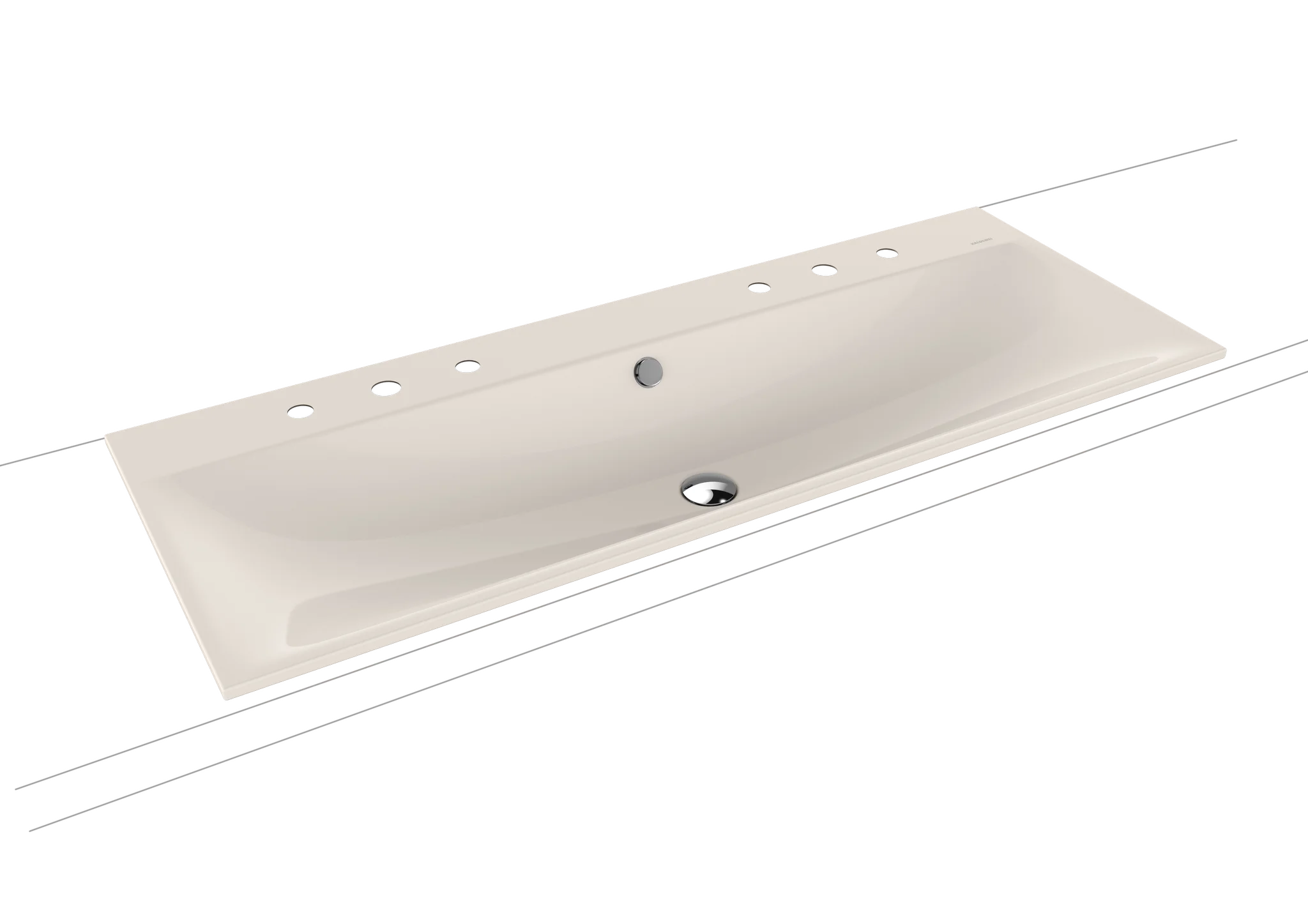 Doppelwaschtisch „Silenio“ 120 × 46 cm, ohne Hahnlochbohrung in pergamon, mit Perl-Effekt