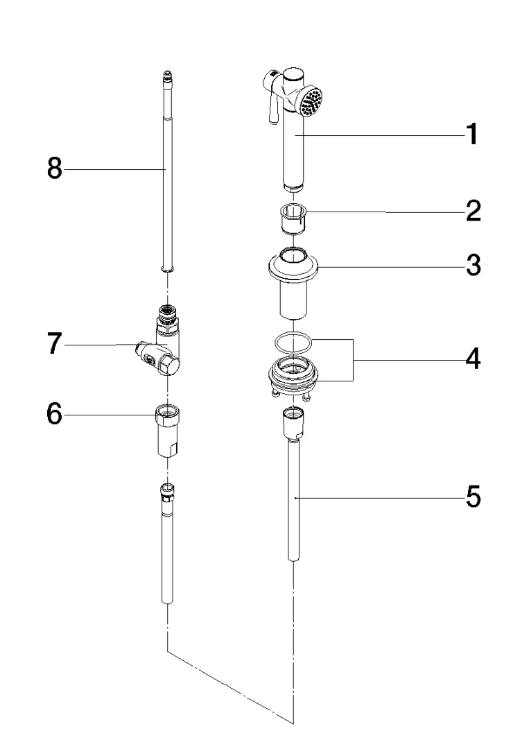 Dornbracht Spülbrausegarnitur VAIA Dark Brass gebürstet PVD, Armaturenhöhe 171 mm, Bohrungsdurchmesser 32 mm, Brauseschlauch 1500 mm, mit Antikalk-System und automatischem Umschalter