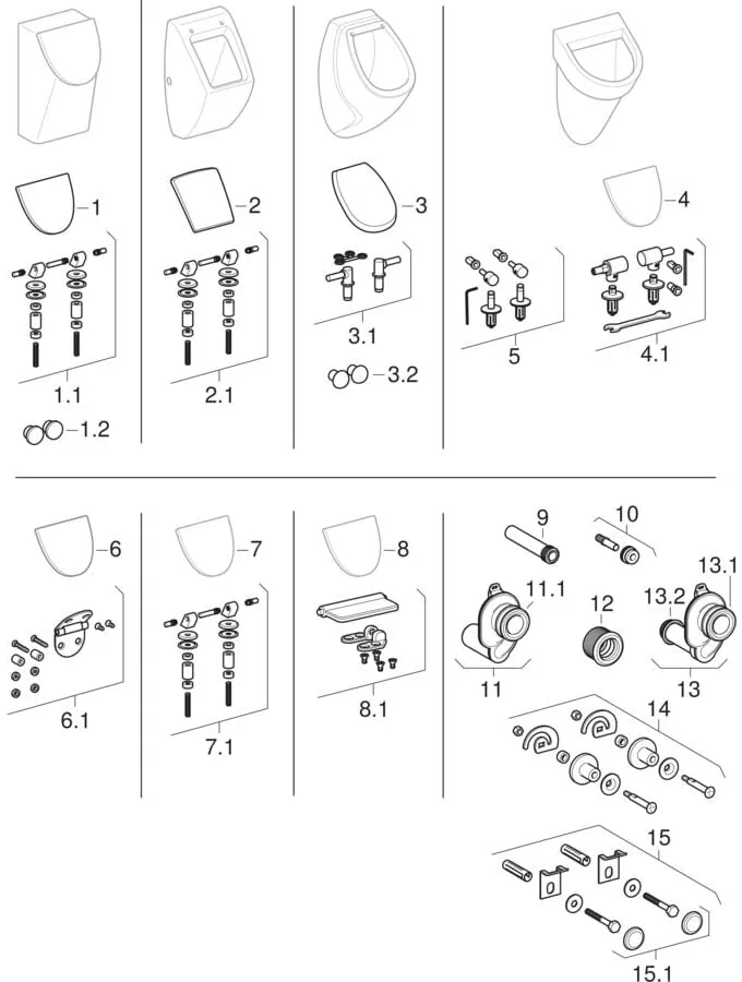 Urinal „Pareo“, Zulauf von oben, Befestigung verdeckt, ohne Zielobjekt 30 × 52 × 26,5 cm Urinal „Pareo“, Zulauf von oben, Befestigung verdeckt, ohne Zielobjekt 30 × 52 × 26,5 cm