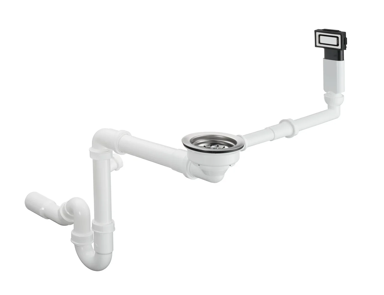 Hansgrohe Manuelle Ab- und Überlaufgarnitur D14-10, Edelstahl, Durchmesser 40/50 mm, 1 1/2" mit Raumsparablaufbogen und Röhrengeruchverschluss Hansgrohe Manuelle Ab- und Überlaufgarnitur D14-10, Edelstahl, Durchmesser 40/50 mm, 1 1/2" mit Raumsparablaufbogen und Röhrengeruchverschluss