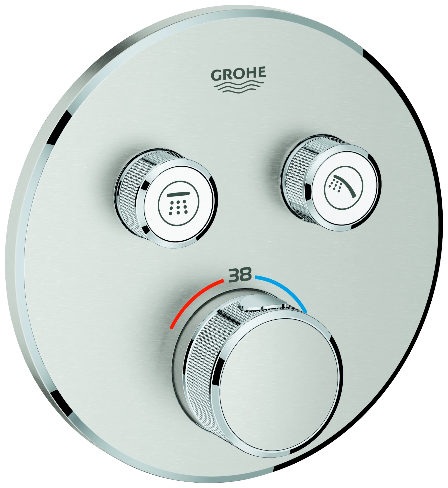 Thermostat Grohtherm SmartControl 29119, mit 2 Absperrventilen, Fertigmontageset für Rapido SmartBox, Wandrosette rund, chrom