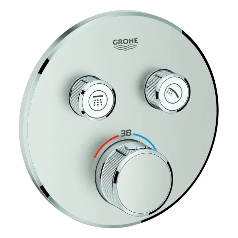 Thermostat Grohtherm SmartControl 29119, mit 2 Absperrventilen, Fertigmontageset für Rapido SmartBox, Wandrosette rund, chrom Thermostat Grohtherm SmartControl 29119, mit 2 Absperrventilen, Fertigmontageset für Rapido SmartBox, Wandrosette rund, chrom