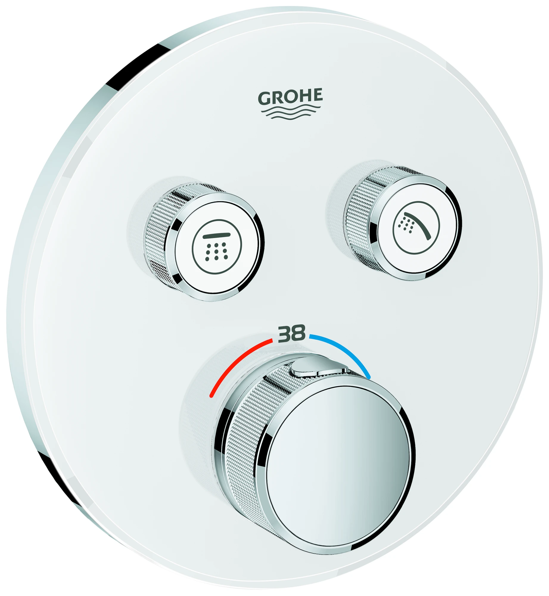 Thermostat Grohtherm SmartControl 29151, mit 2 Absperrventilen, Fertigmontageset für Rapido SmartBox, Wandrosette rund, moon white