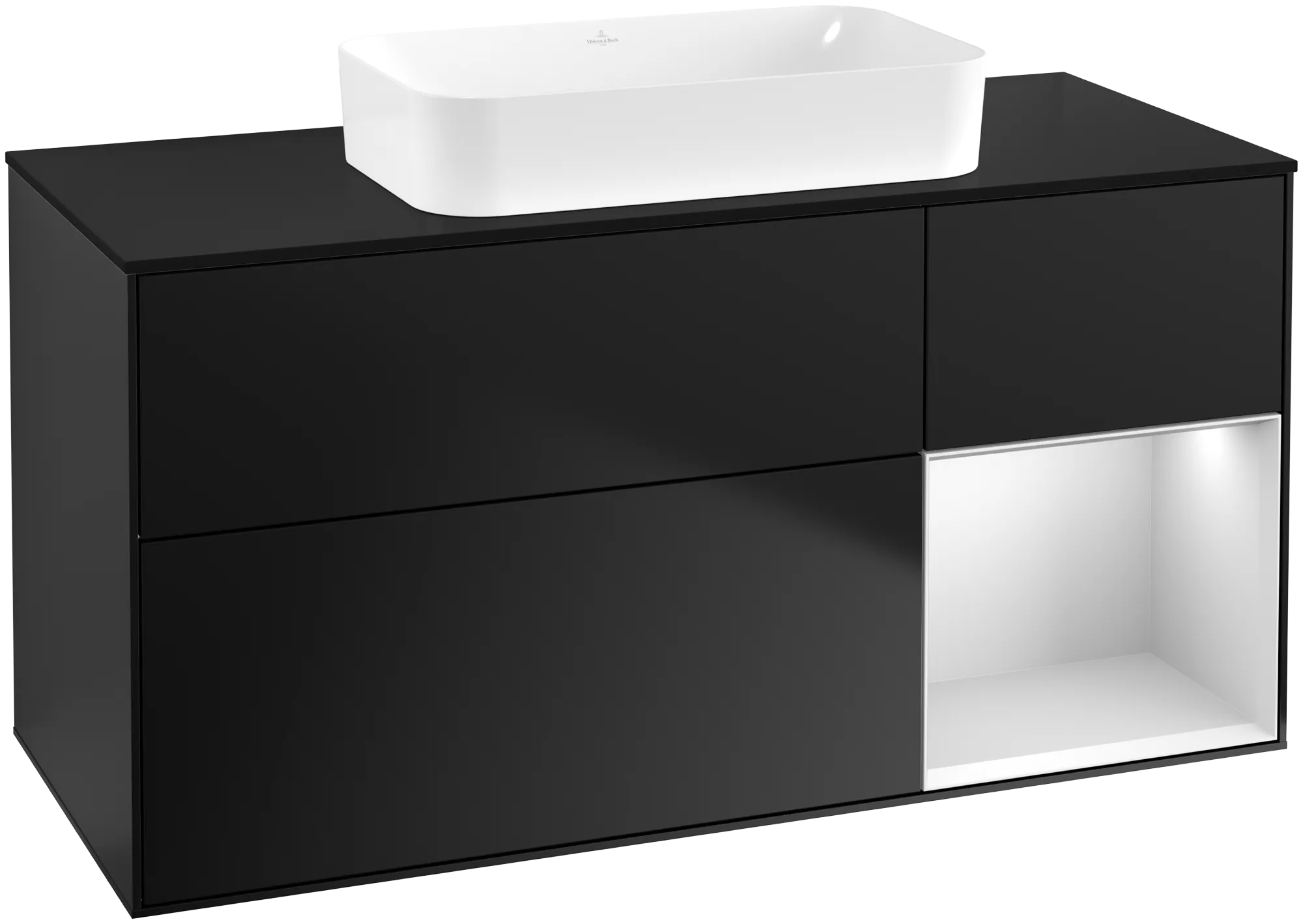 Villeroy & Boch Finion Waschbeckenunterschrank G71, 1200x603x501mm, mit Beleuchtung, 3 Auszüge