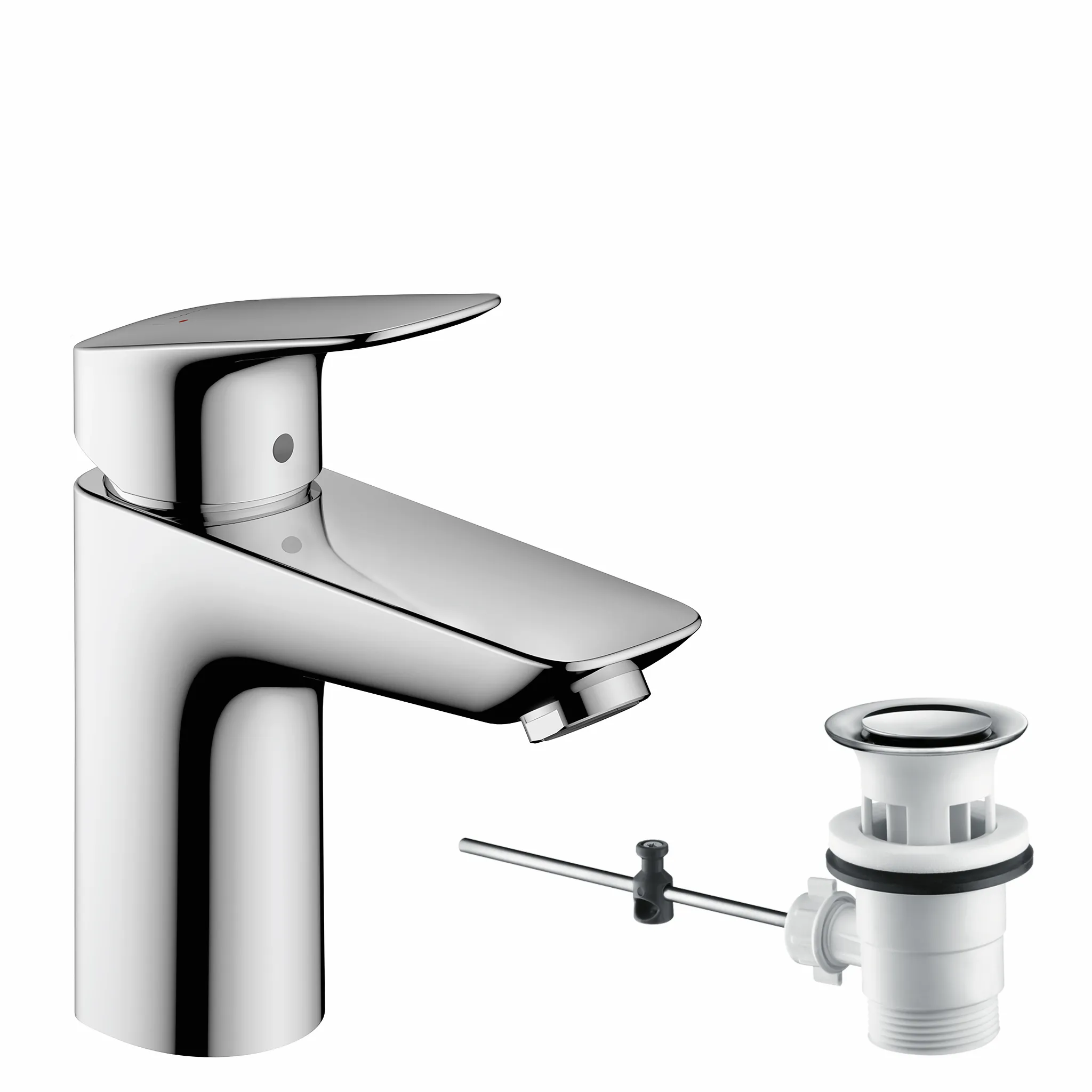 Hansgrohe Logis Einhebel-Waschtischmischer 100 mit Zugstangen-Ablaufgarnitur, Chrom Hansgrohe Logis Einhebel-Waschtischmischer 100 mit Zugstangen-Ablaufgarnitur, Chrom