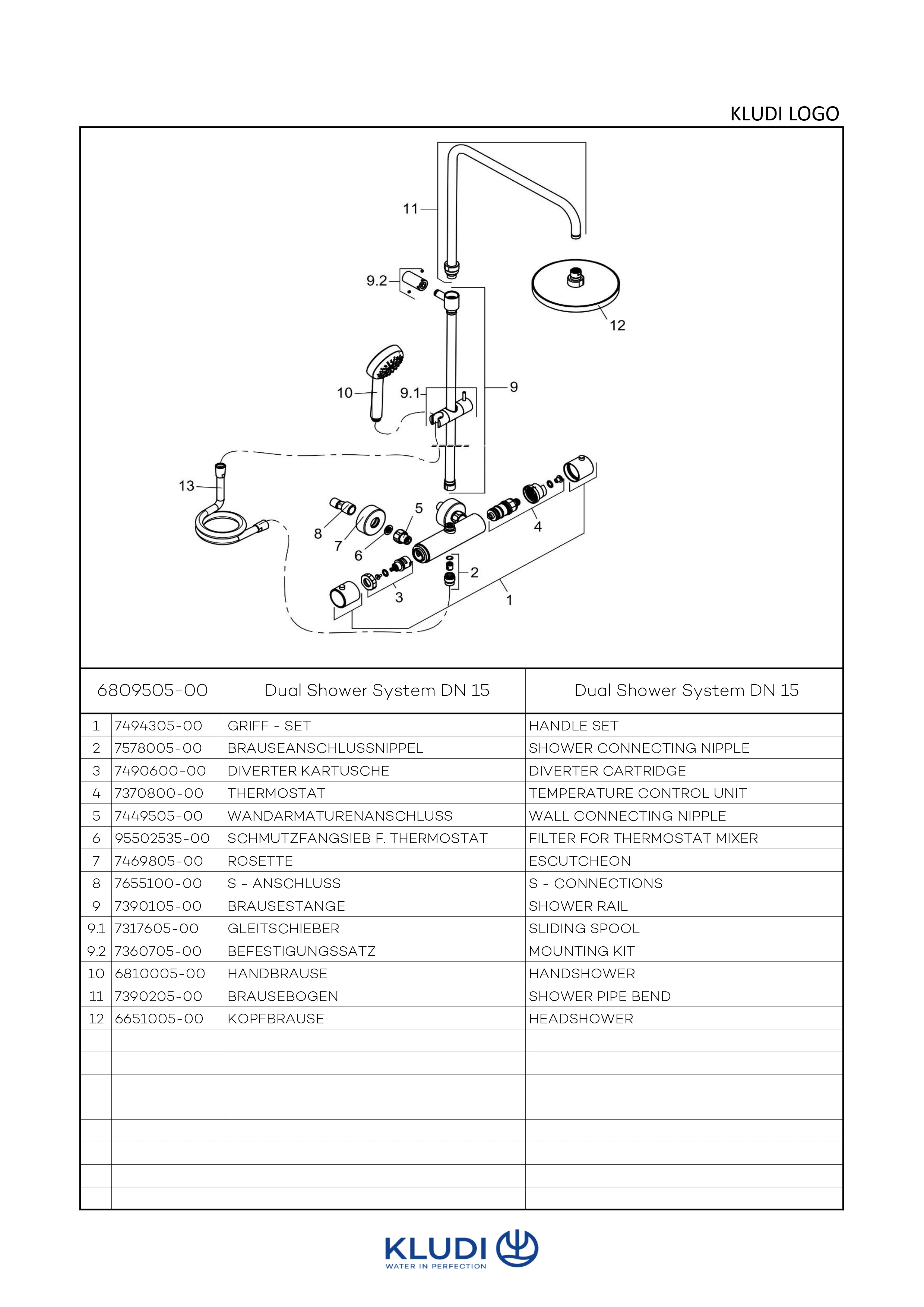 LOGO Thermostat Dual Shower System chrom LOGO Thermostat Dual Shower System chrom