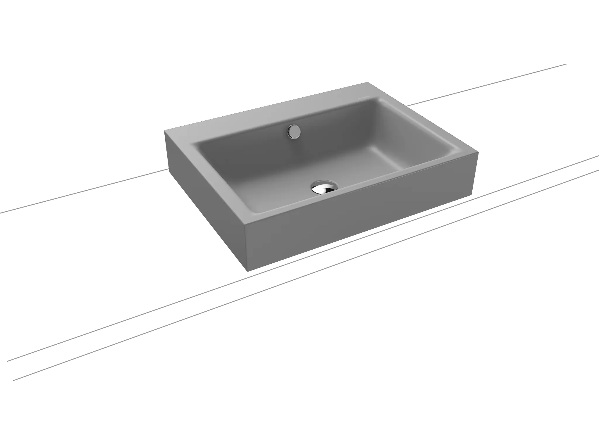 Aufsatzwaschtisch „Puro“ 60 × 46 cm, mit Überlauf in cool grey 30 mit Perl-Effekt