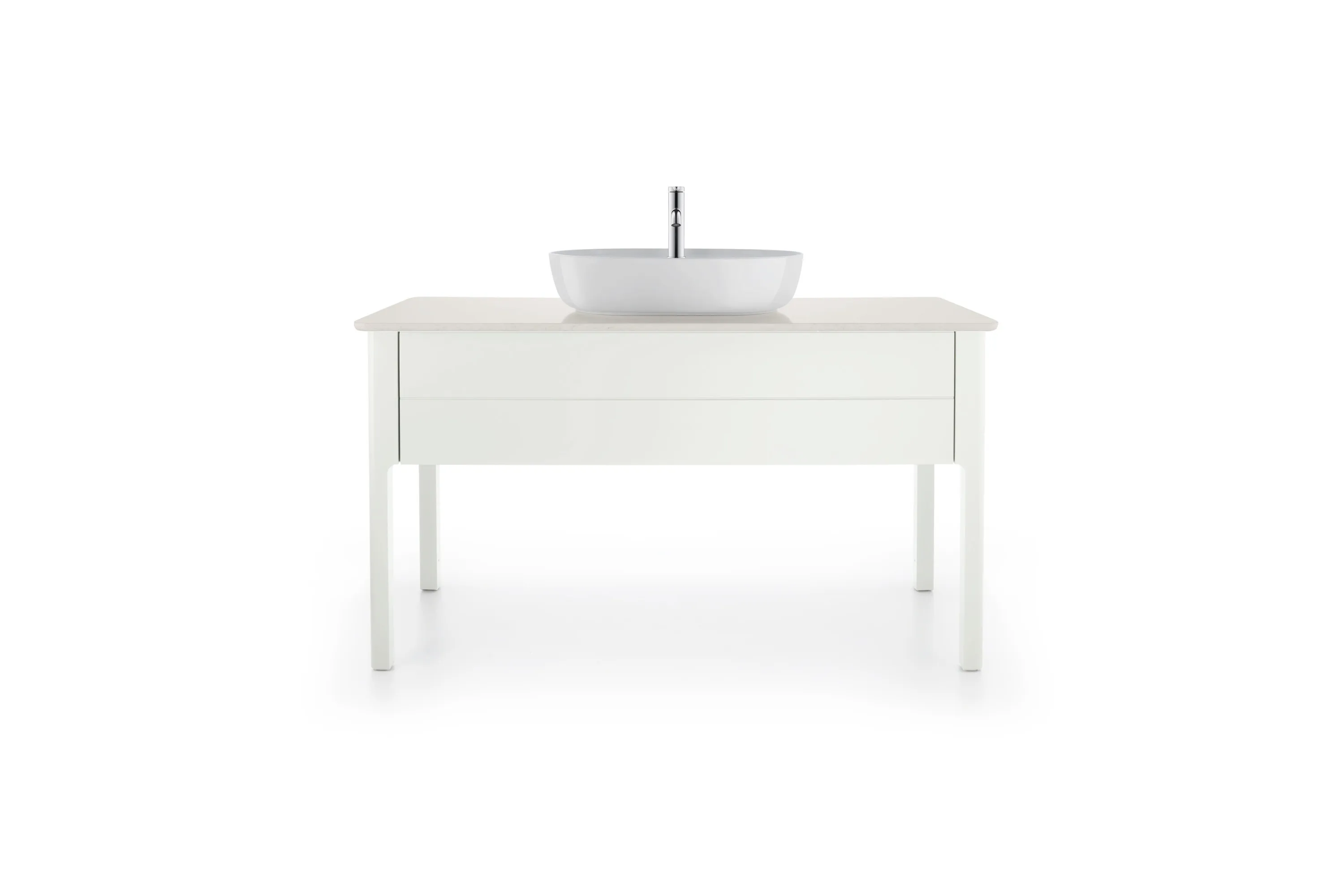 Duravit Waschtischunterschrank bodenstehend „Luv“ 133,8 × 74,3 × 57 cm Becken: mittig / Front- & Korpusfarbe: Weiß Seidenmatt / Größe: 133,8 × 57 × 74,3 cm / Schubladen: 1 Duravit Waschtischunterschrank bodenstehend „Luv“ 133,8 × 74,3 × 57 cm Becken: mittig / Front- & Korpusfarbe: Weiß Seidenmatt / Größe: 133,8 × 57 × 74,3 cm / Schubladen: 1
