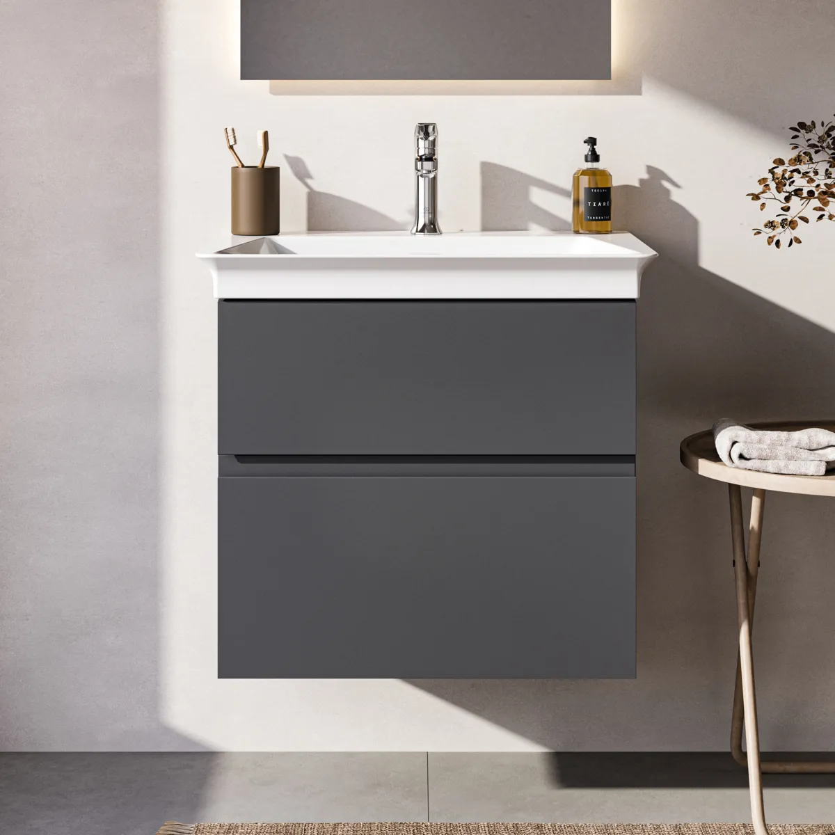 Ideal Standard Waschtischunterschrank „Finesse“ 60 × 54,5 × 44 cm Anthrazit matt lackiert Ideal Standard Waschtischunterschrank „Finesse“ 60 × 54,5 × 44 cm Anthrazit matt lackiert