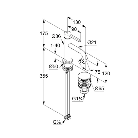 Kludi NOVA FONTE Pura Waschtisch-EHM 75 chrom Kludi NOVA FONTE Pura Waschtisch-EHM 75 chrom