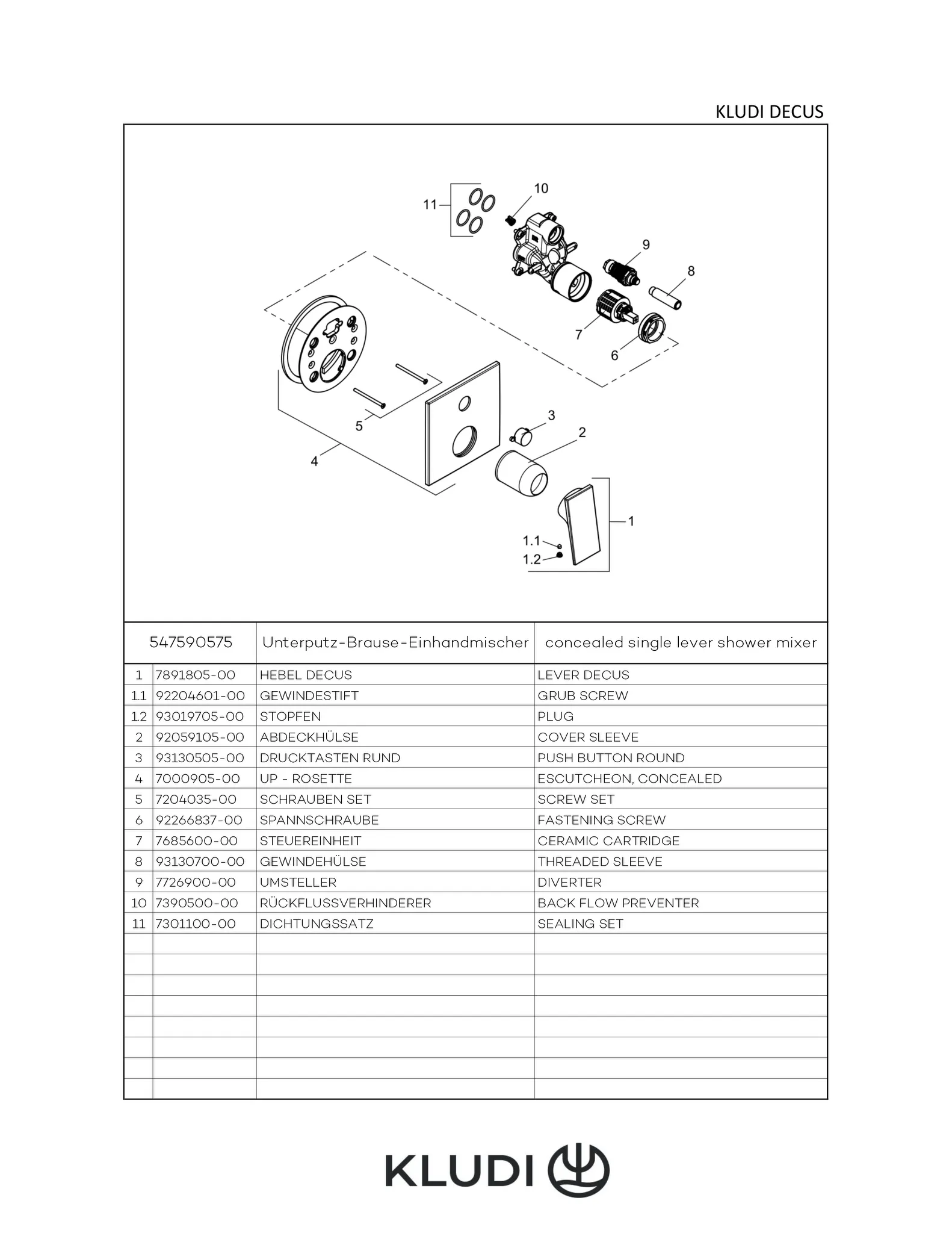 Kludi DECUS UP-Wafü-und Brause-EHM Feinbau-Set chrom Kludi DECUS UP-Wafü-und Brause-EHM Feinbau-Set chrom