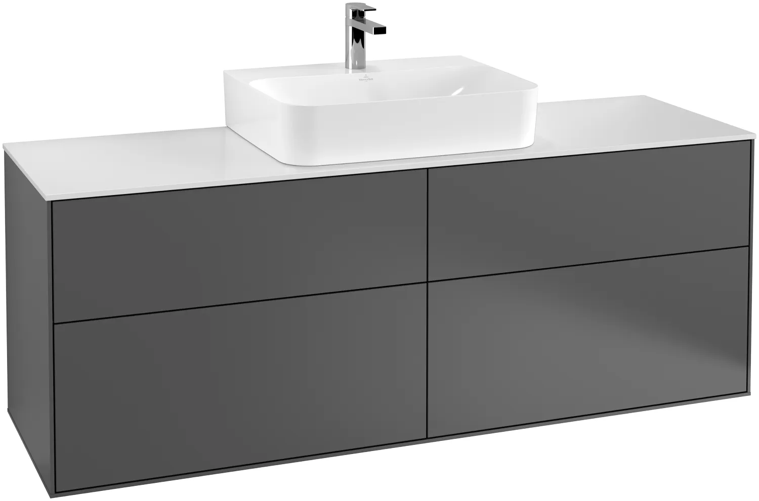 Villeroy & Boch Waschtischunterschrank „Finion“ für Schrankwaschtisch 1600 × 603 × 501 mm Anthracite Matt Lacquer, für Becken mittig