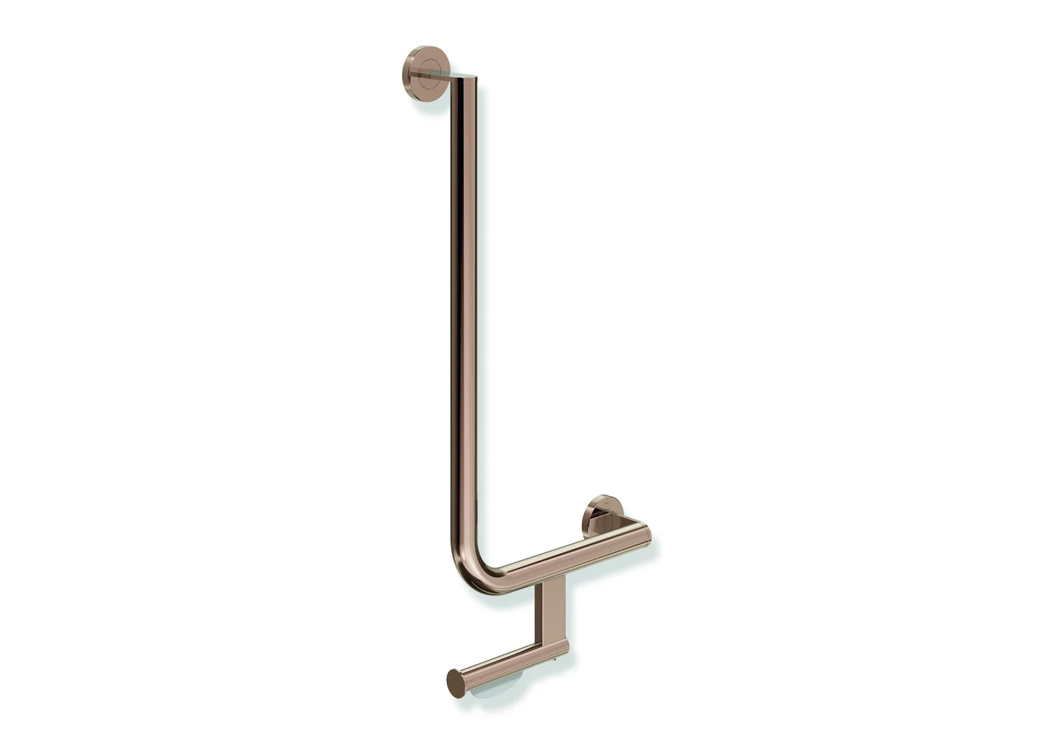 HEWI Winkelgriff System 900 mit WC-Papierrollenhalter, rechts, Kupfer glänzend, 300x600 mm, 32 mm Durchmesser